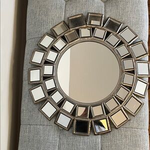 Modern Silver and Gold Geometric Wall Mirror